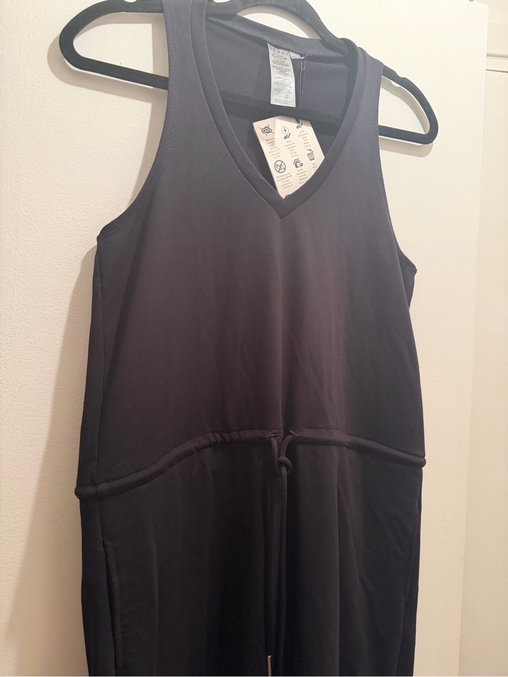 Sleeveless Midi Drawstring Dress - Black